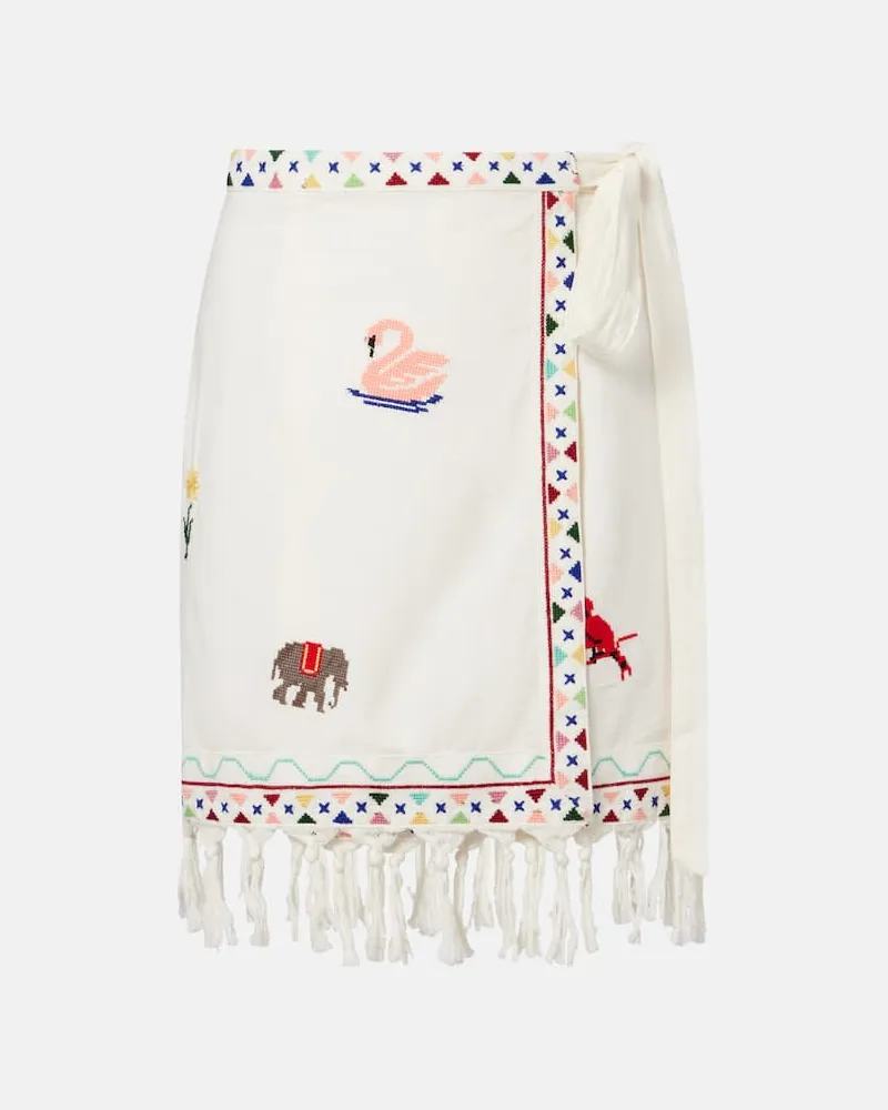 RIXO Bestickter Minirock Baela aus Baumwolle Weiß