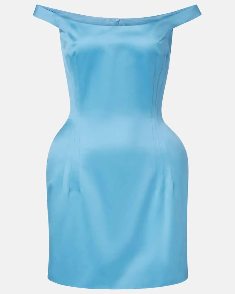 Magda Butrym Off-Shoulder-Minikleid aus Baumwolle Blau