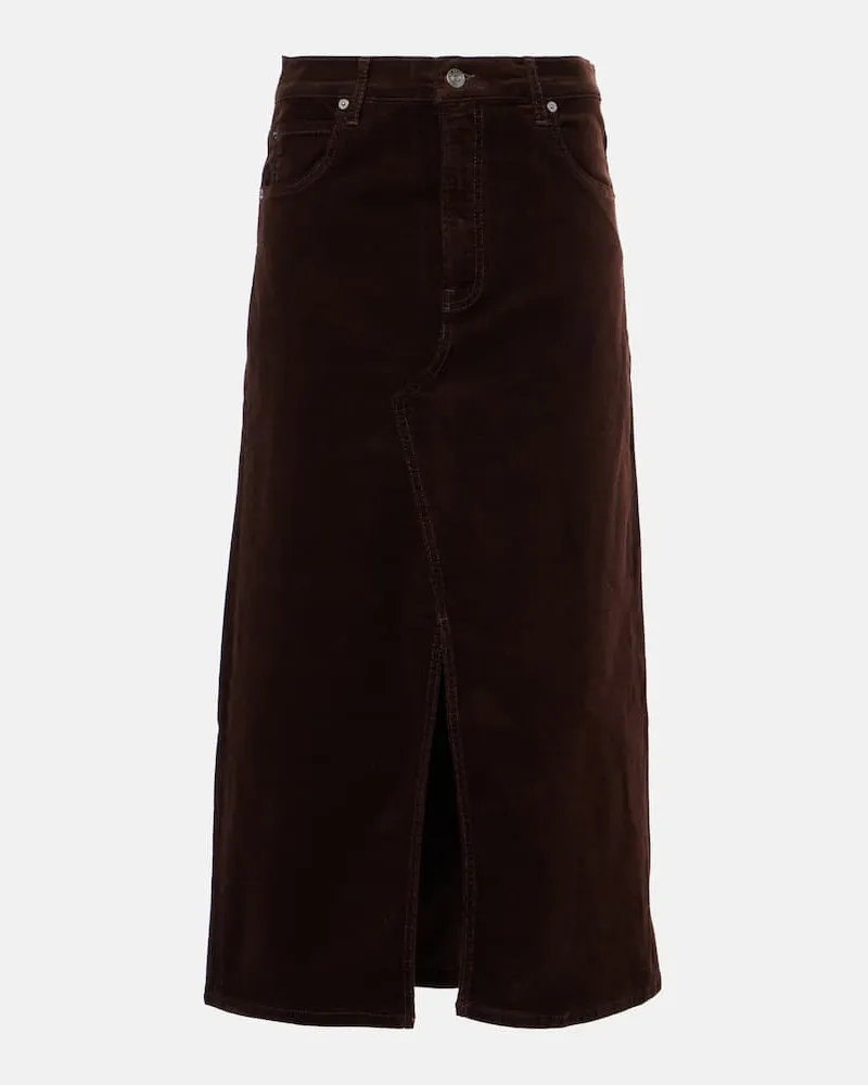 Frame Denim Midirock The Cord aus Cord Braun