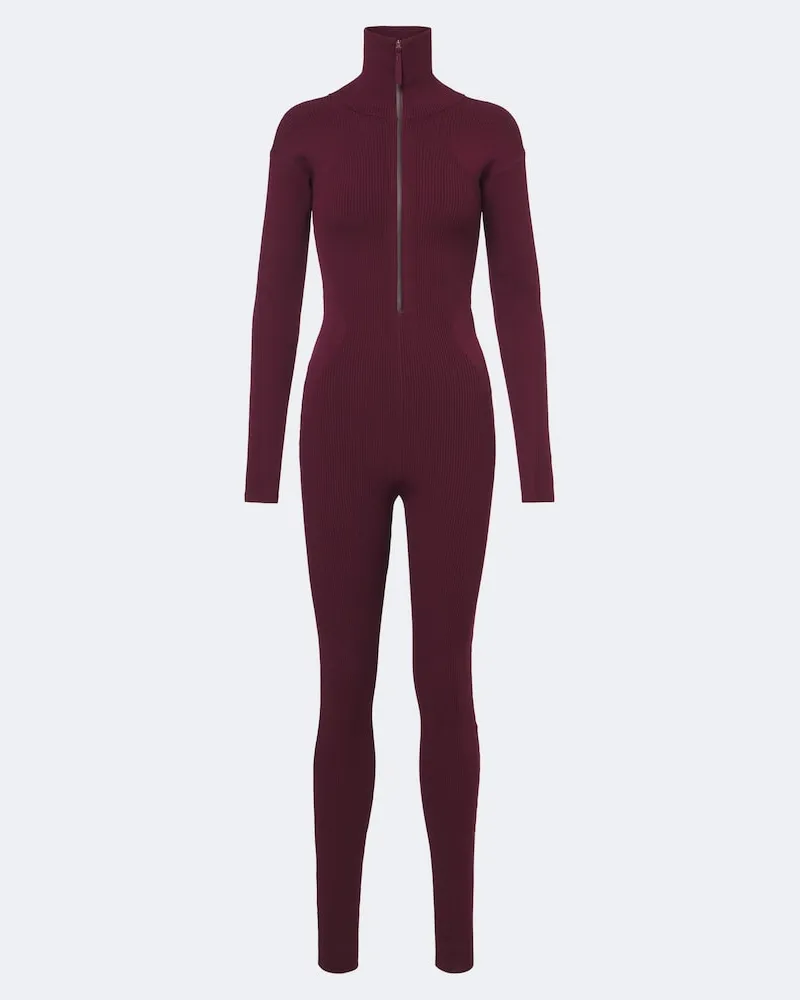 adidas Bodysuit aus Rippstrick Burgunderrot