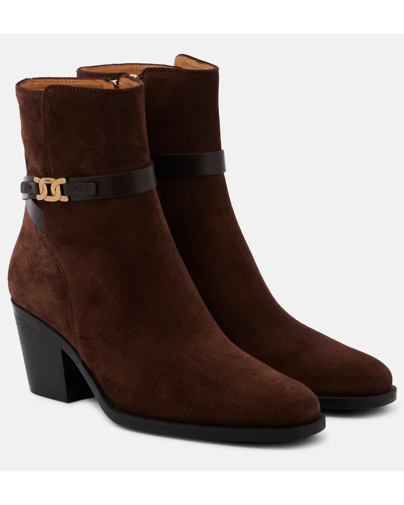 TOD'S Ankle Boots aus Veloursleder Braun