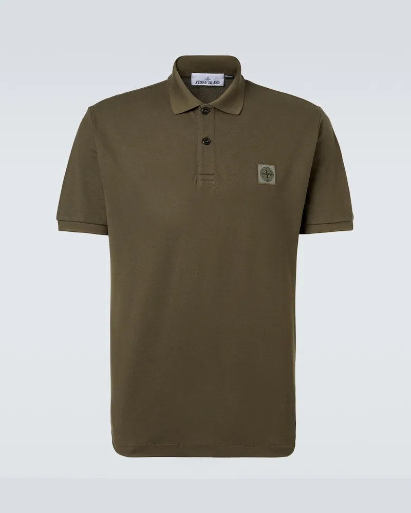 Stone Island Polohemd Compass aus Baumwoll-Piqué Grün