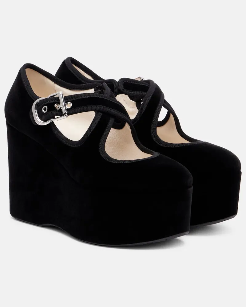 Alaïa Alaïa Wedges Criss Cross 110 aus Samt Schwarz