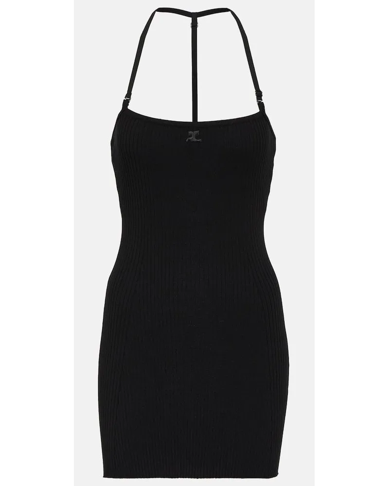 Courrèges Courreges Minikleid aus Rippstrick Schwarz