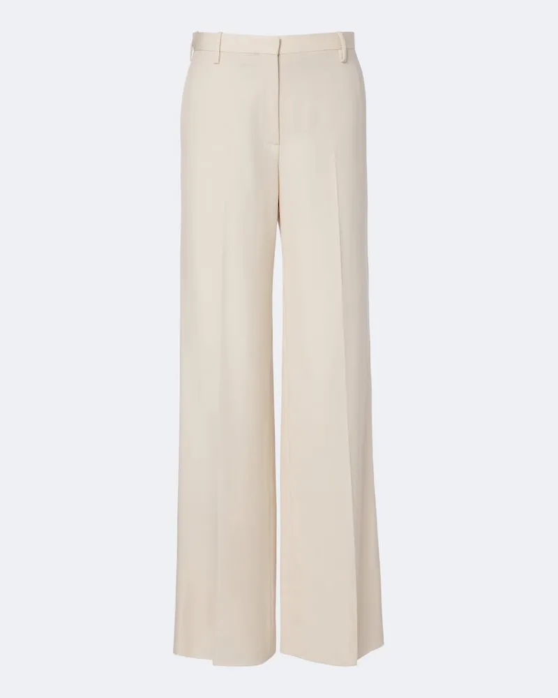 Fendi Weite Hose aus Grain de Poudre und Wolle Weiß