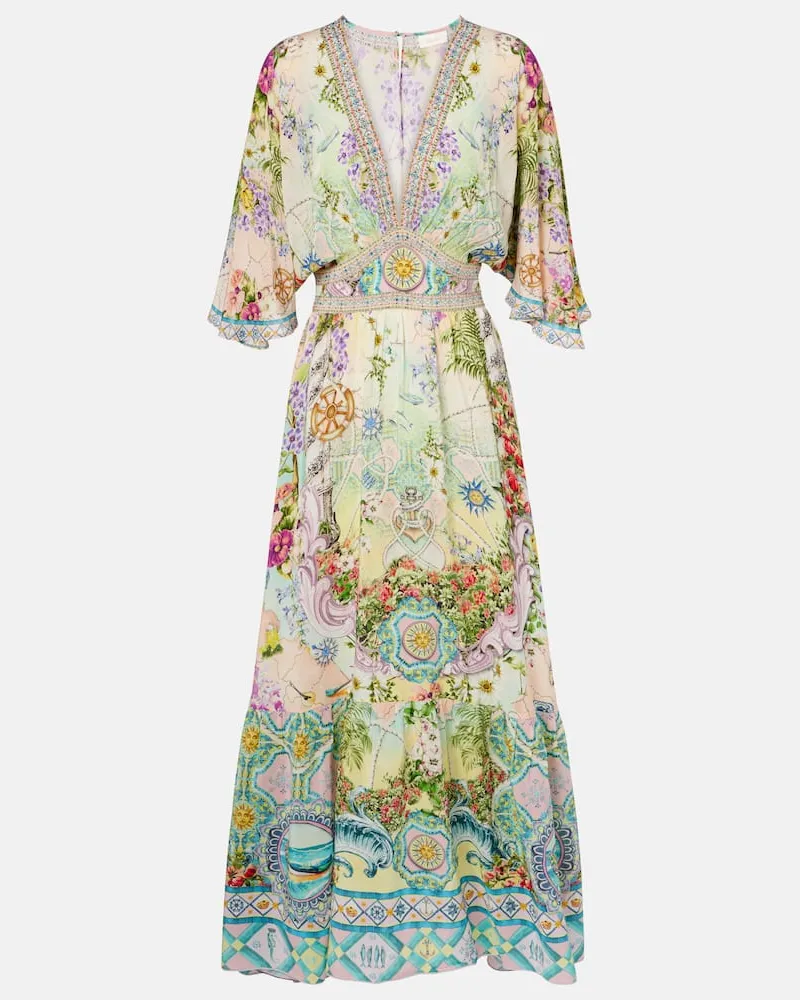 Camilla Maxikleid Just Coasting aus Seide Multicolor