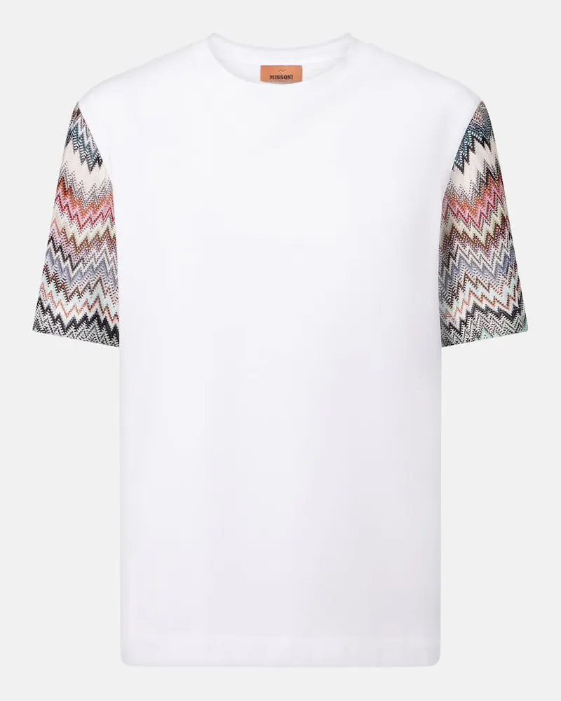 Missoni T-Shirt aus Baumwolle mit Häkelstrick Weiß