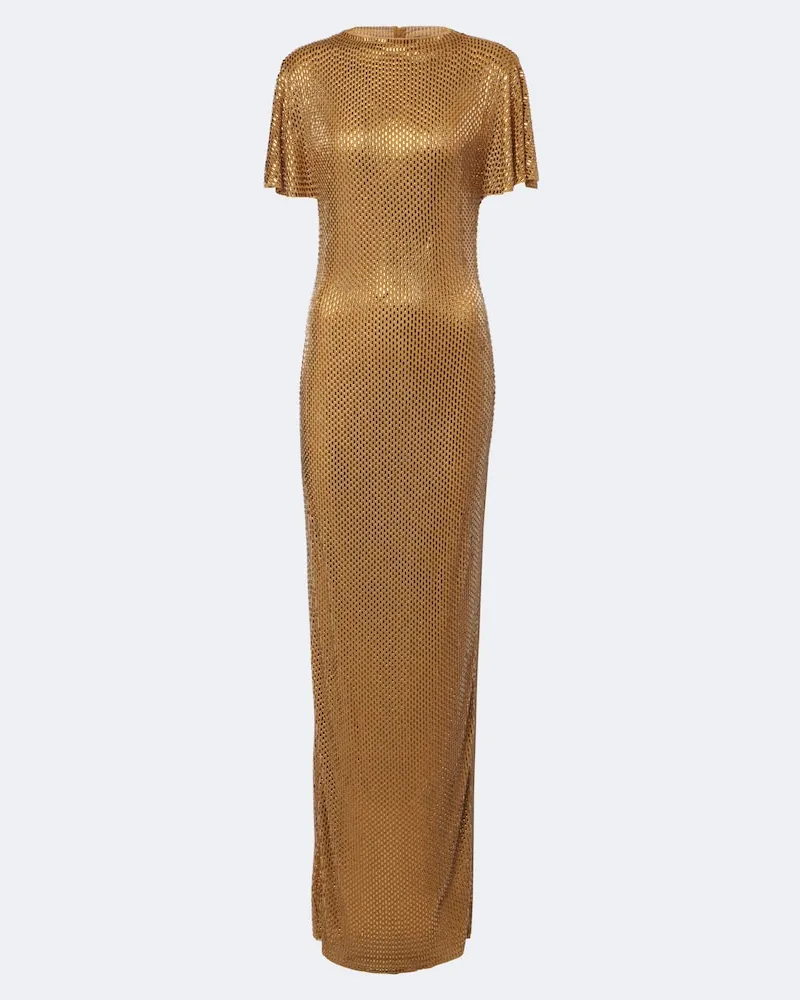 Roland Mouret Verzierte Robe aus Mesh Gold