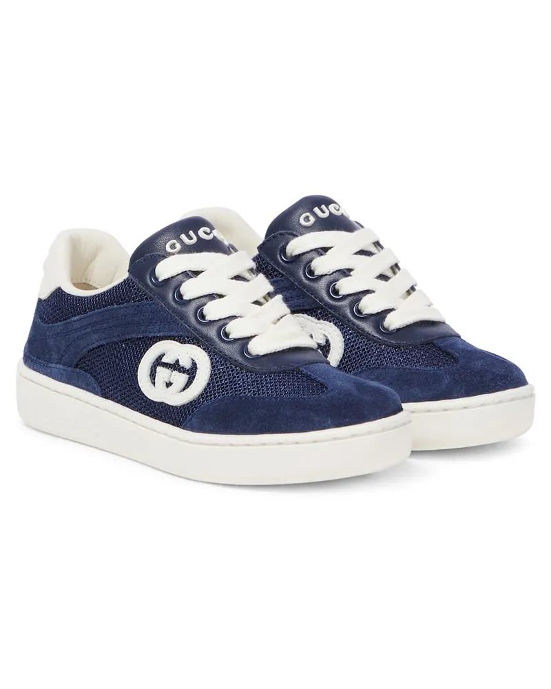 Gucci Sneakers Interlocking G mit Veloursleder Blau