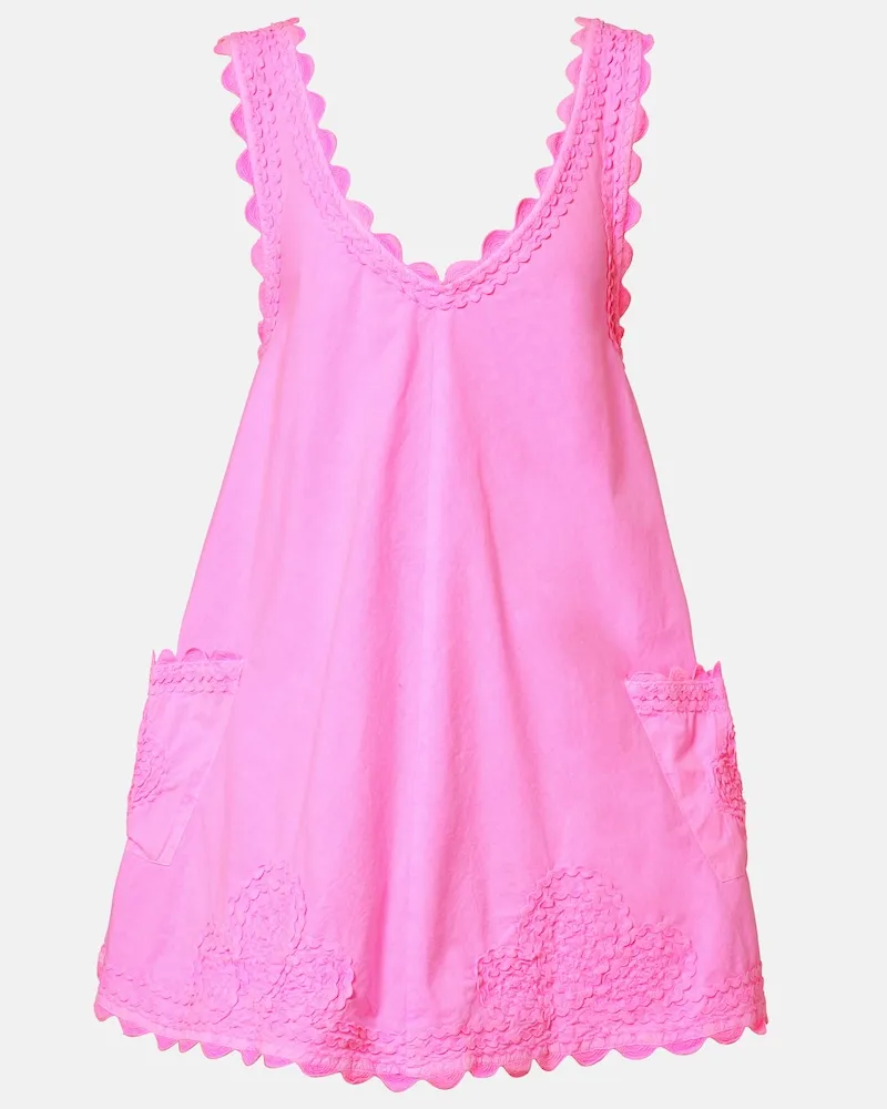 Juliet Dunn Besticktes Minikleid aus Baumwollpopeline Rosa