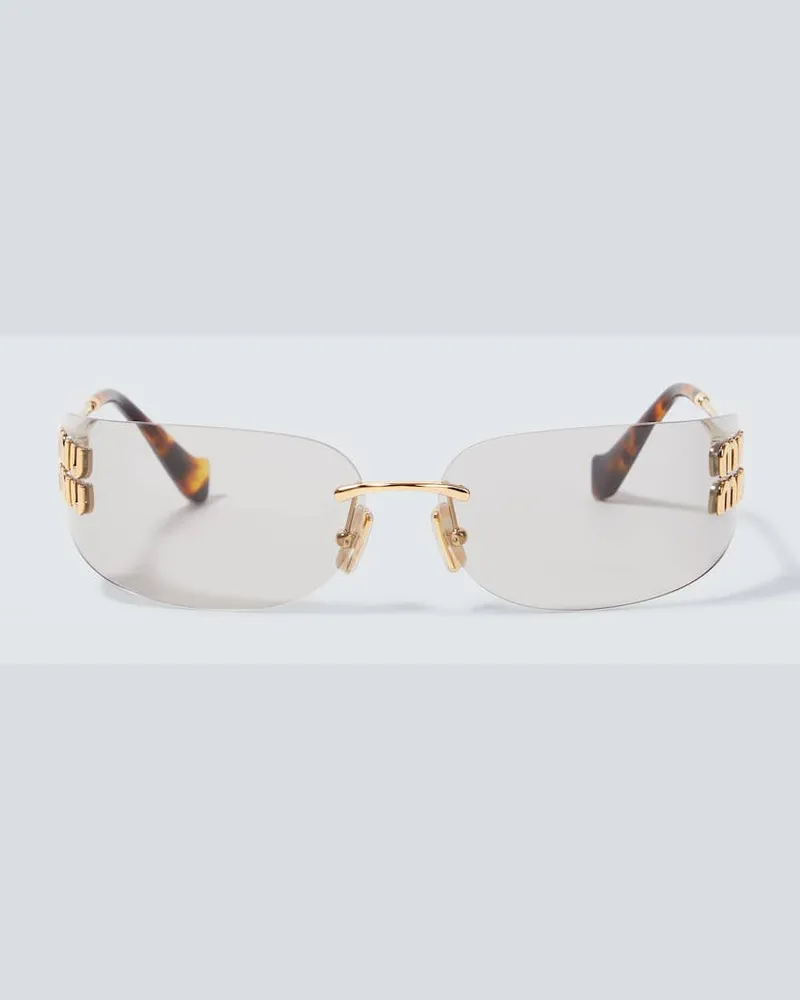 Miu Miu Ovale Sonnenbrille Grau