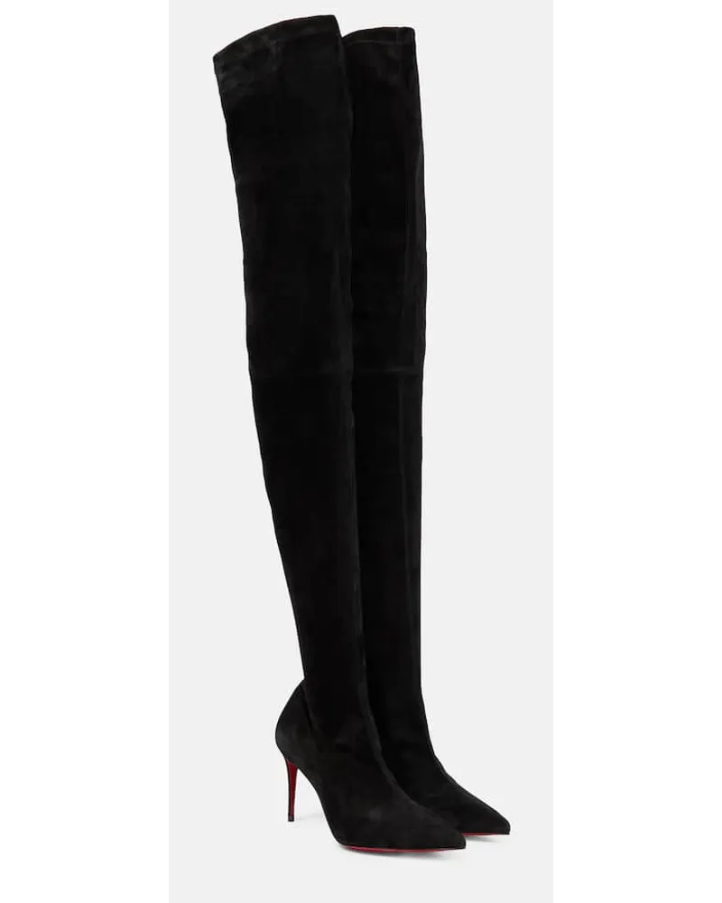 Christian Louboutin Overknee-Stiefel Kate Botta 85 aus Veloursleder Schwarz