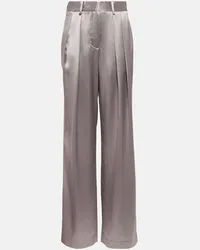 STAUD High-Rise-Hose Luisa aus Satin Silber