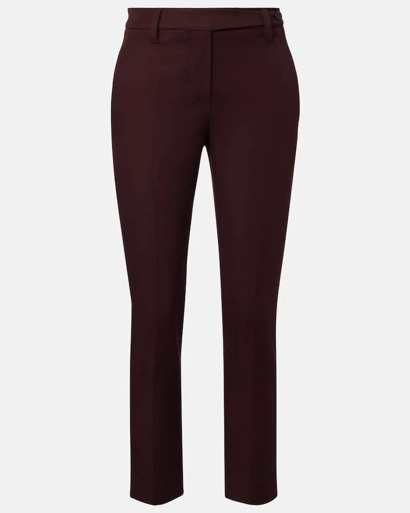 Brunello Cucinelli Schmale Hose Monili aus einem Baumwollgemisch Burgunderrot