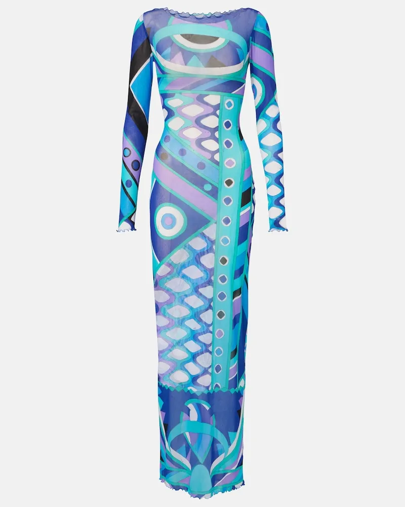Emilio Pucci Maxikleid Vivara aus Tüll Multicolor