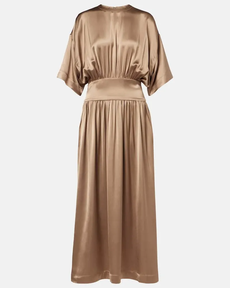 Totême Midikleid aus Satin Beige