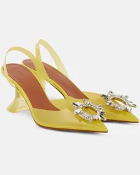 Amina Muaddi Verzierte Slingback-Pumps Begum Glass Gelb