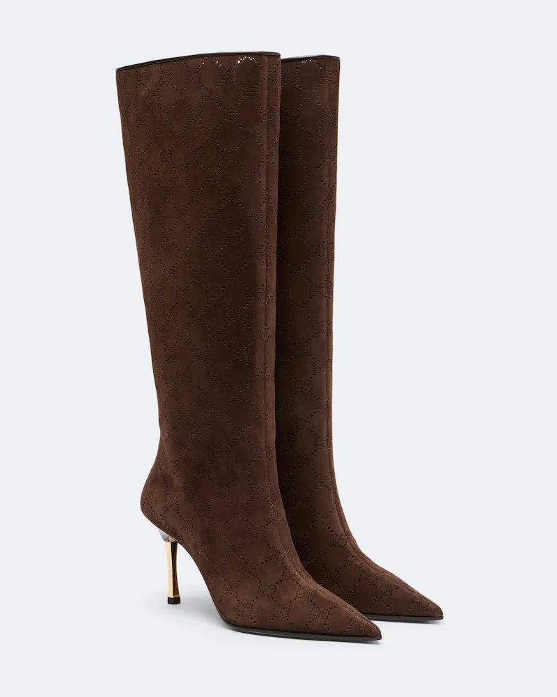 Gucci Stiefel Bombshell aus Veloursleder Braun