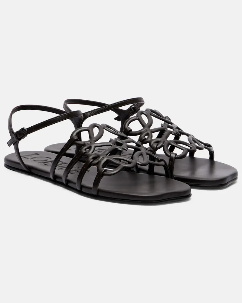 Loewe Paula's Ibiza Sandalen Petal Anagram aus Leder Braun