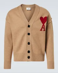 AMI Paris Cardigan Ami de Cour aus Wolle Beige