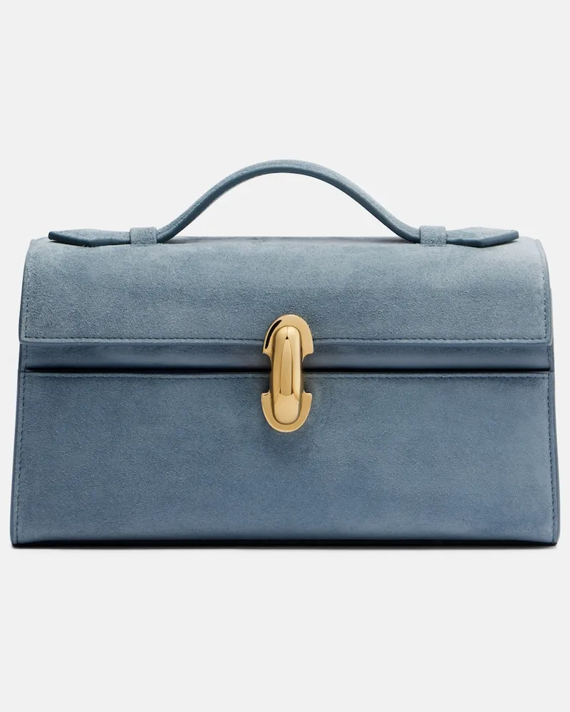 SAVETTE Henkeltasche Symmetry Pochette Mini aus Veloursleder Blau