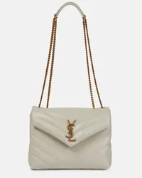 Saint Laurent Schultertasche Loulou Small aus Leder Weiss