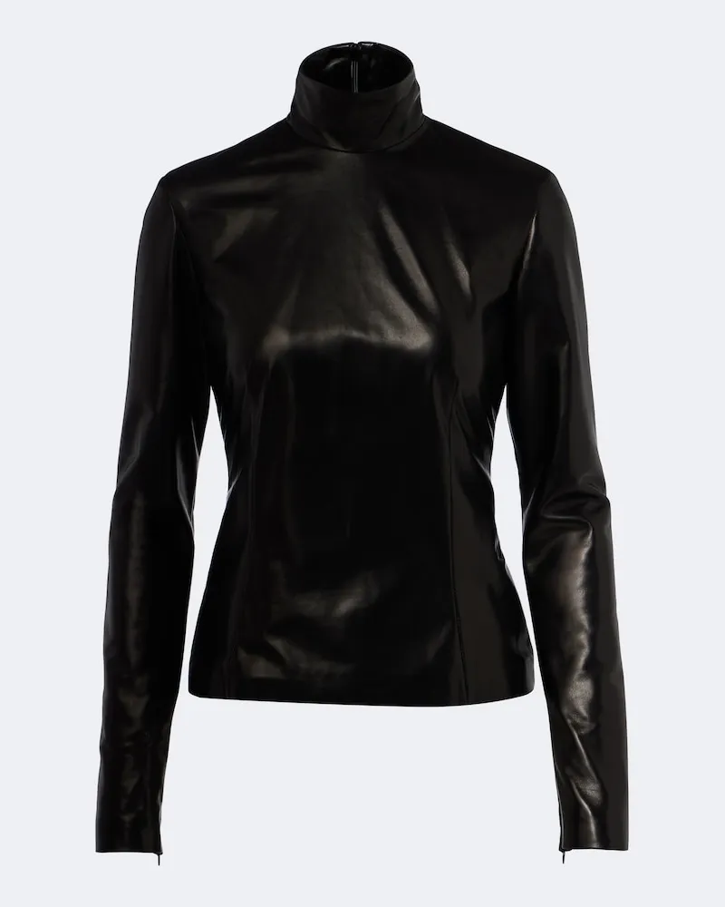 Gucci Top aus Leder Schwarz