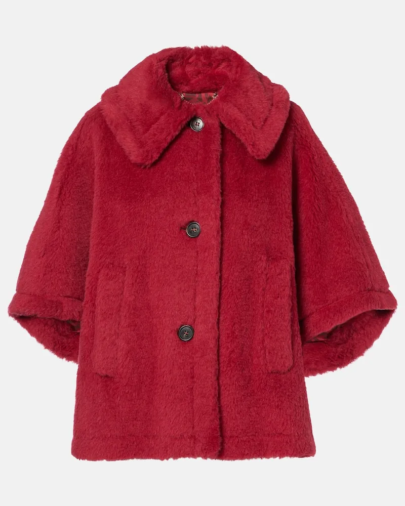 Max Mara Cape aus Teddyfleece Burgund