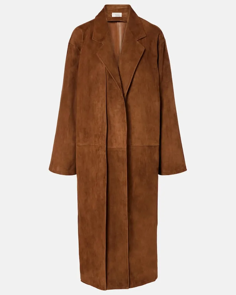 The Row Mantel Serenis aus Veloursleder Braun