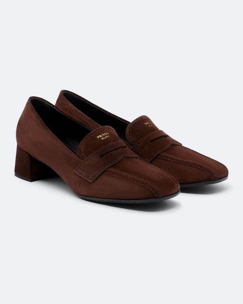 Prada Loafer-Pumps aus Veloursleder Braun