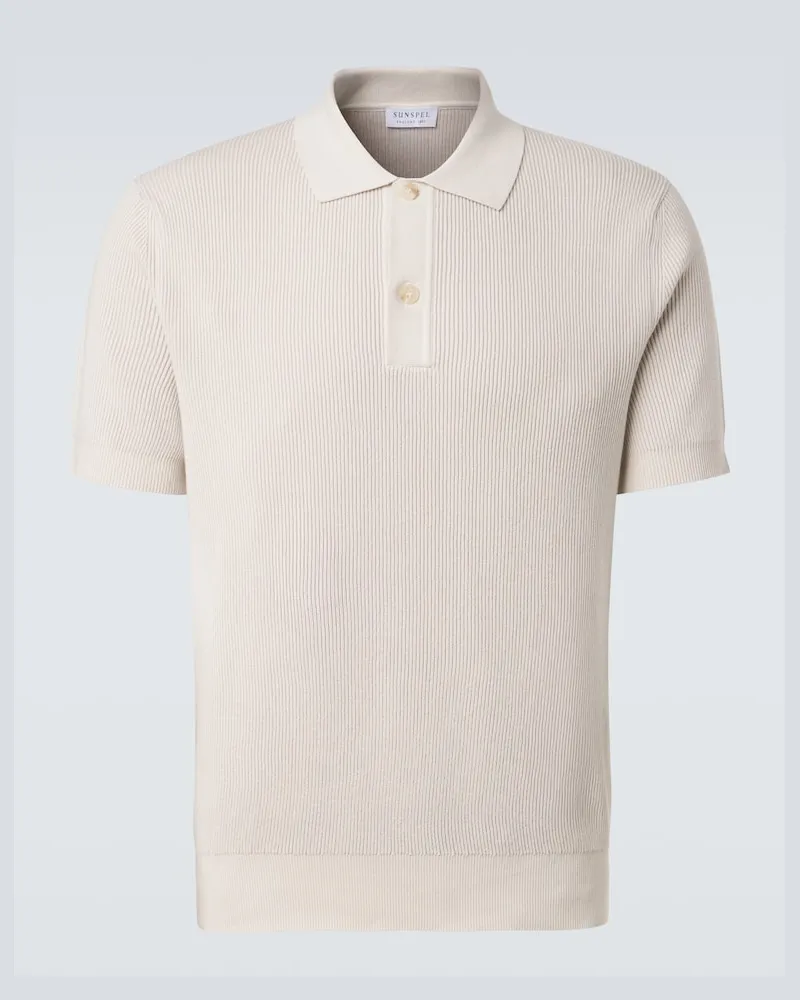 Sunspel Polohemd aus Rippstrick Beige