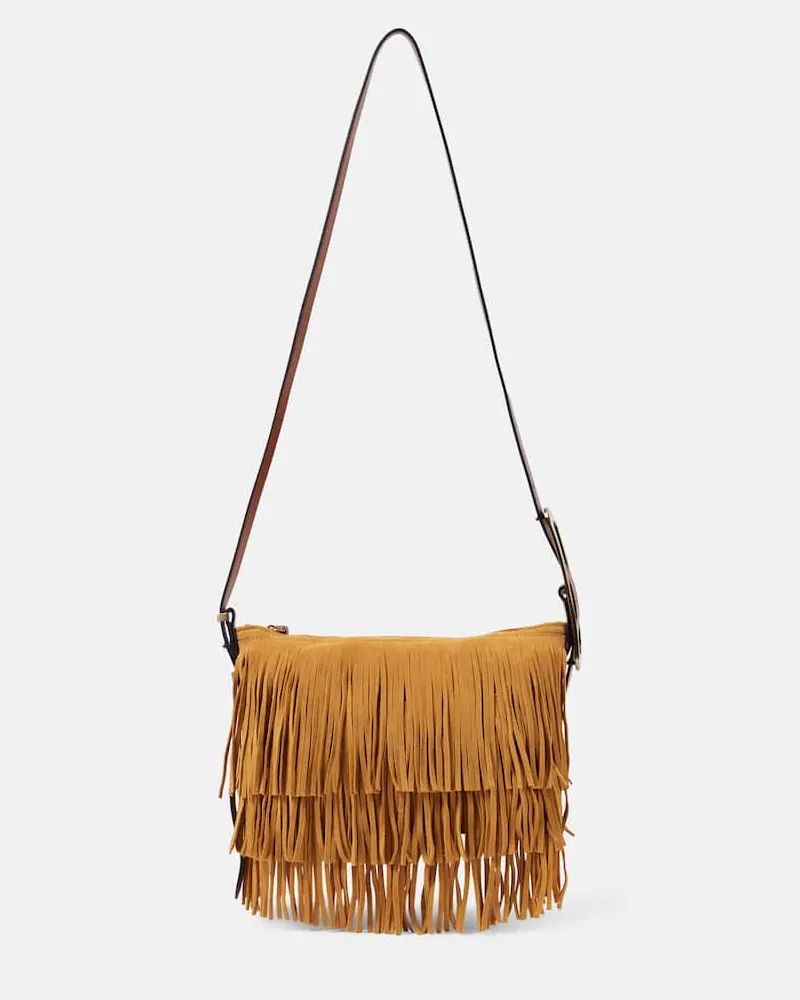 Isabel Marant Schultertasche Leyden Mini aus Veloursleder Braun