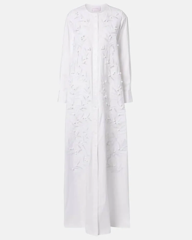 Carolina Herrera New York Bestickte Robe aus einem Baumwollgemisch Weiß