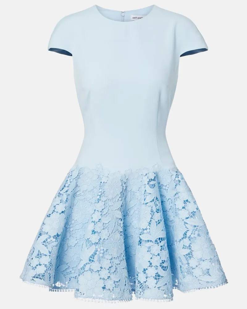 Self-Portrait Minikleid mit Guipure-Spitze Blau