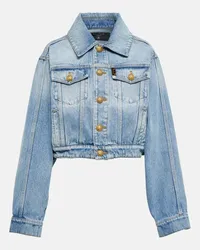 Balmain Cropped-Jeansjacke Blau