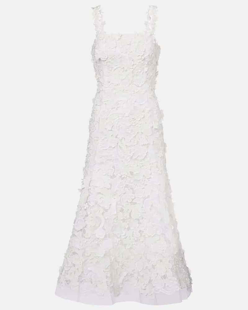 Carolina Herrera New York Midikleid aus Guipure-Spitze Weiß