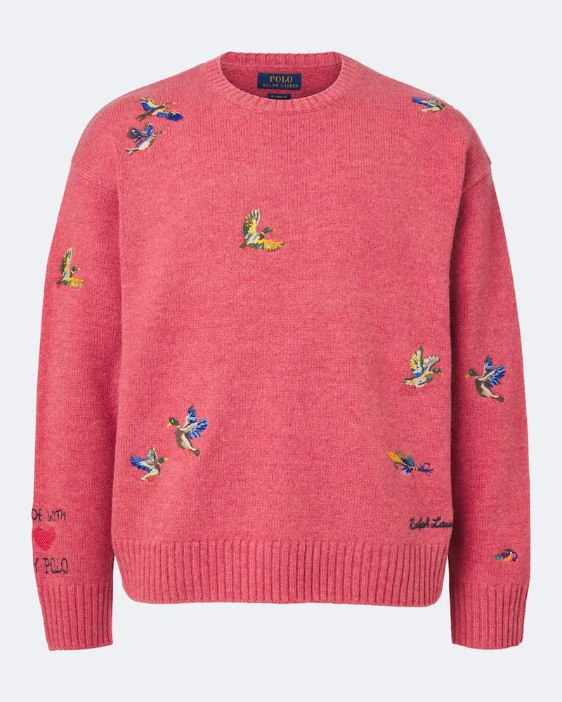 Ralph Lauren Bestickter Pullover aus Wolle und Alpakawolle Rot
