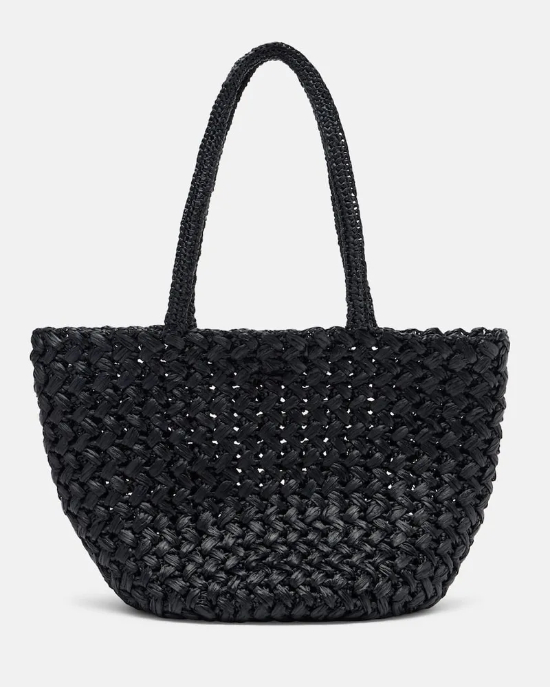 The Row Tote Bag Estelle 2 Medium aus Raffiabast Schwarz