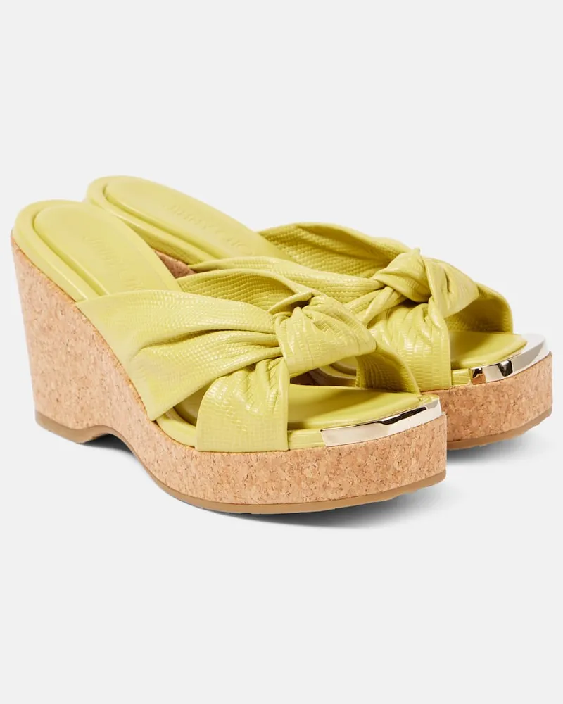 Jimmy Choo Wedge-Pantoletten Avenue aus Leder Gelb