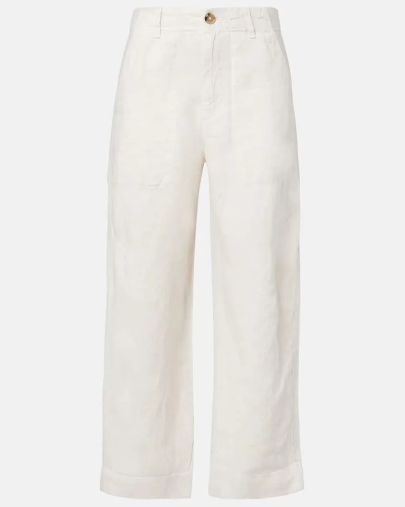 Velvet Hose Issa aus Leinen Weiß