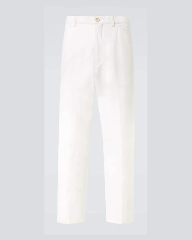 Brunello Cucinelli Chinohose aus Baumwolle und Leinen Weiß
