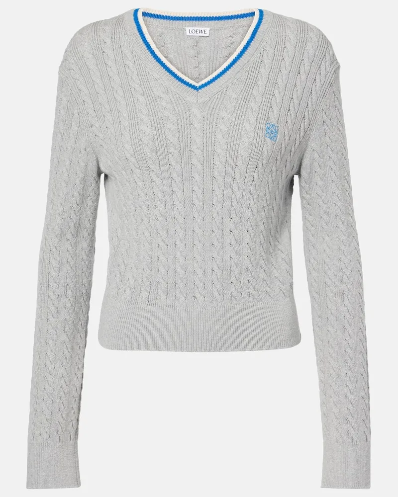 Loewe Cropped-Pullover aus Baumwolle Grau