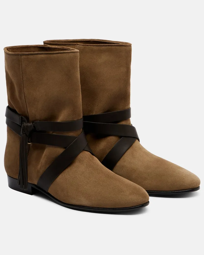 Isabel Marant Ankle Boots Rejen aus Veloursleder Grün