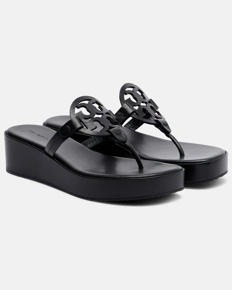 Tory Burch Plateausandalen Miller aus Leder Schwarz