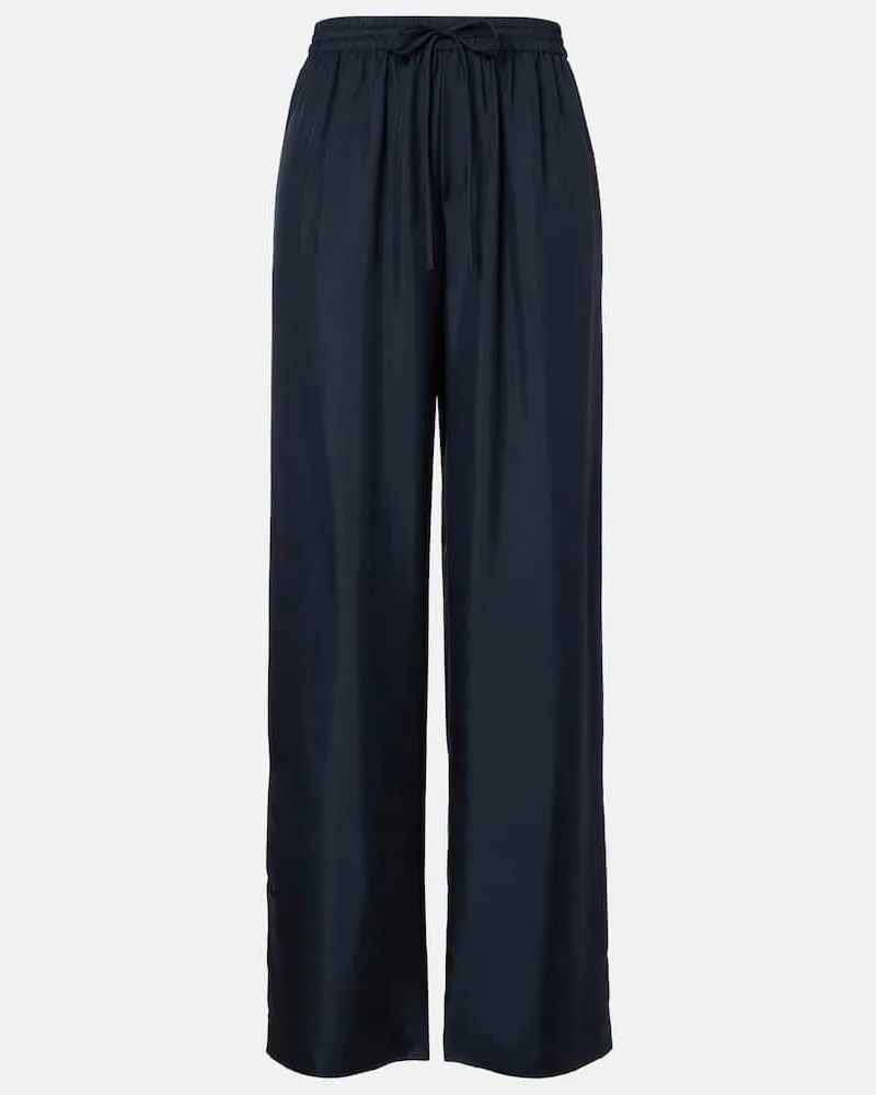 Róhe Róhe Hose mit weitem Bein aus Seide Blau