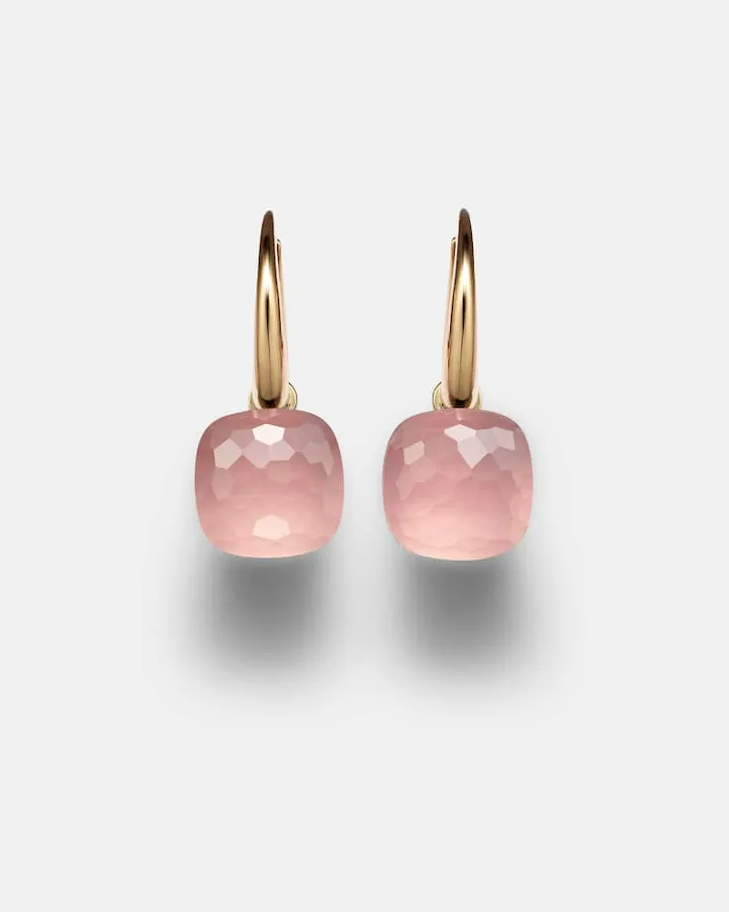 Pomellato Ohrringe Nudo Petit aus 18kt Rosé- und Weißgold mit Rosenquarz Pink