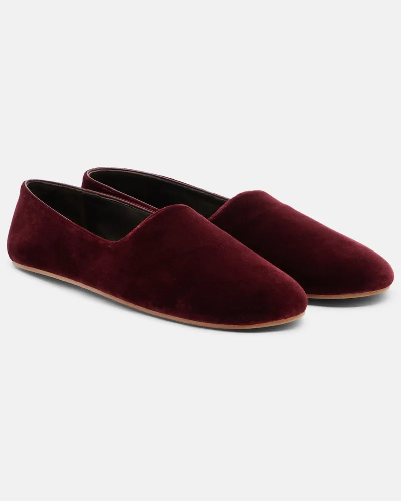 The Row Slip-Ons Ponti aus Samt Burgunderrot