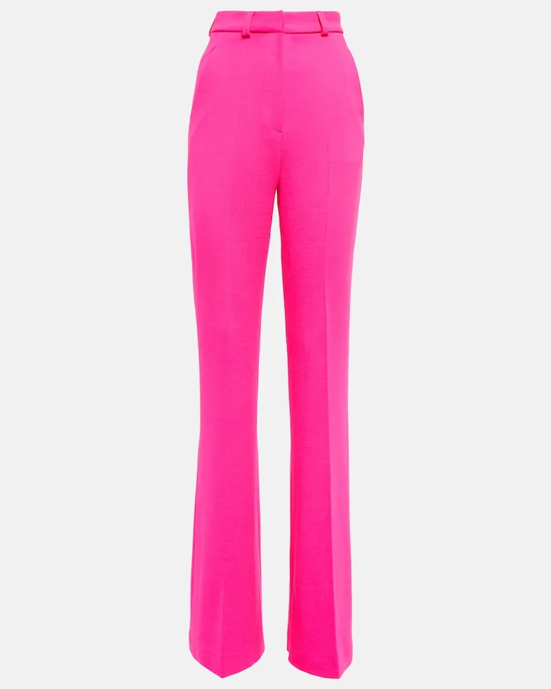 David Koma Schlaghose aus einem Wollgemisch Rosa