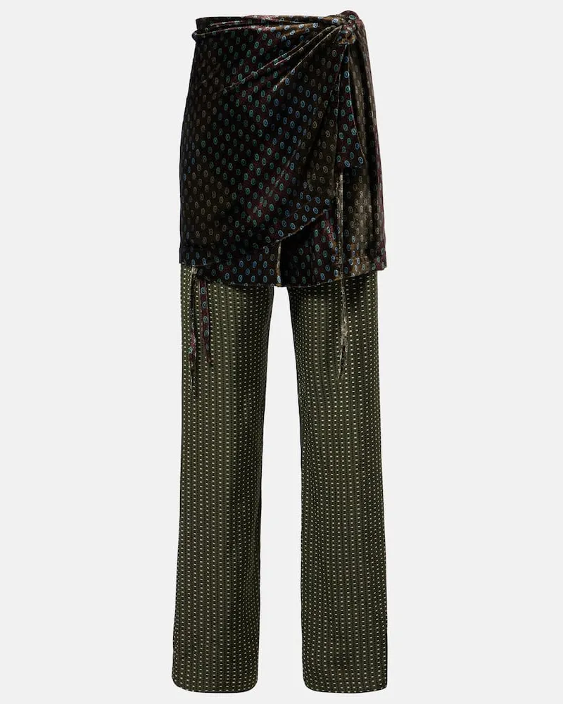 Dries van Noten Bedruckte Hose Grün