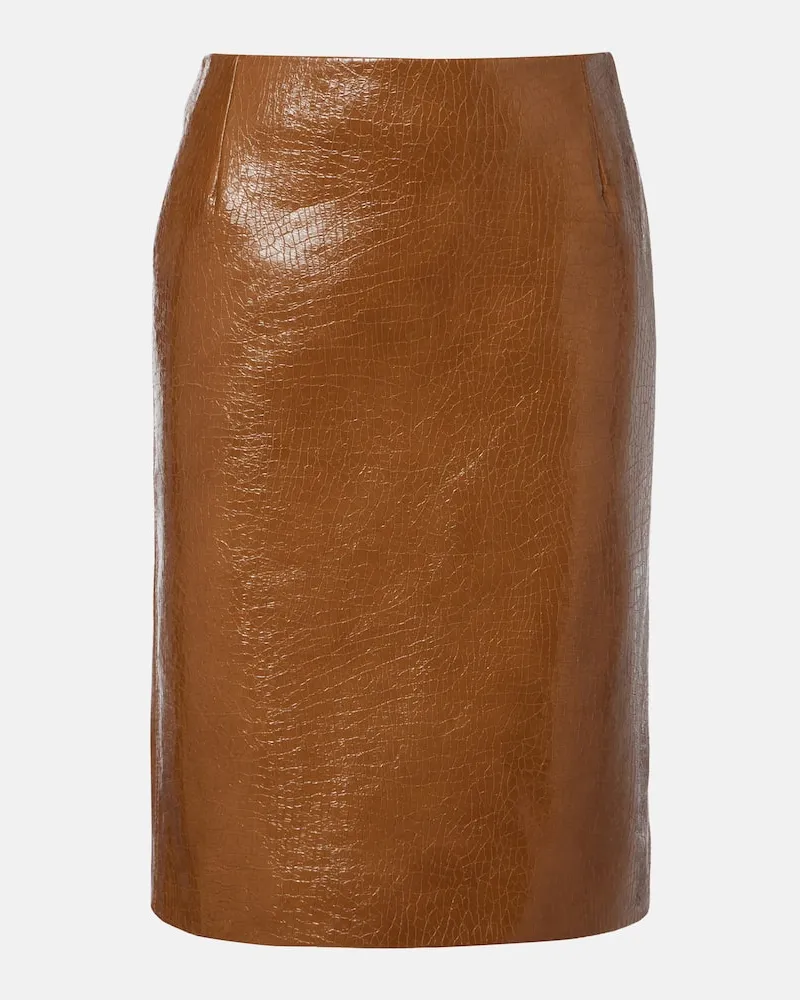 Gucci Bleistiftrock aus Leder Braun